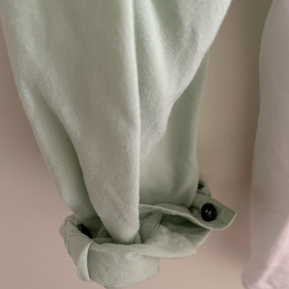 Twelfth street by Cynthia Vincent green white blouse button down top l small - Picture 4 of 7